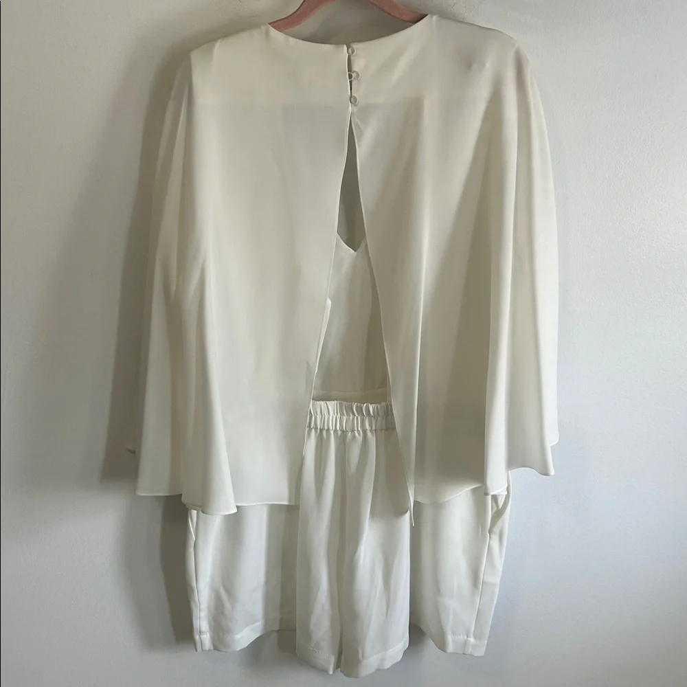 BCBGMAXAZRIA Indina Cape Romper White